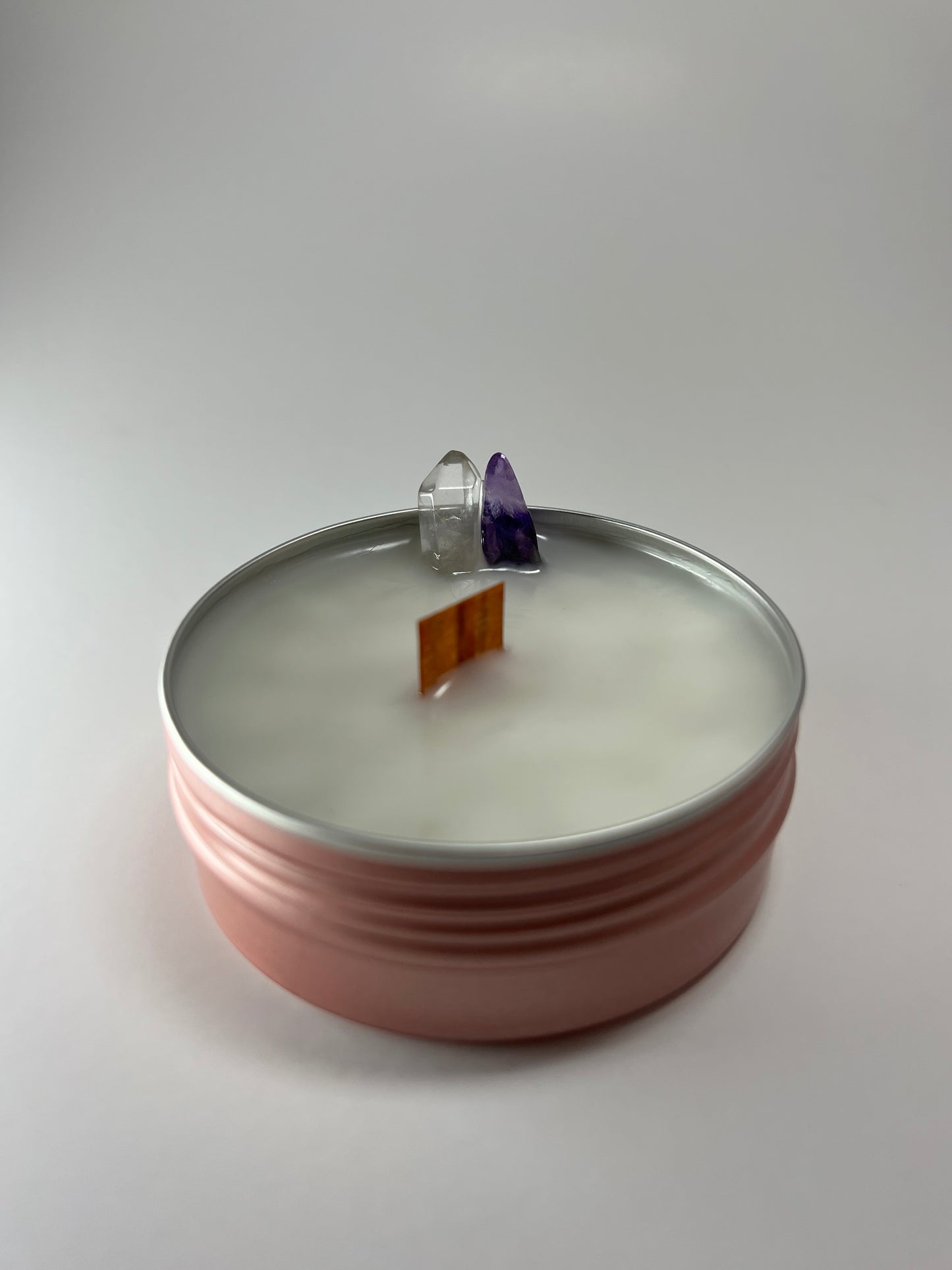 Classic Luxe Tin | 2 oz - Scent No. 4 | Nutmeg Noir | Pink | Clear Quartz + Amethyst