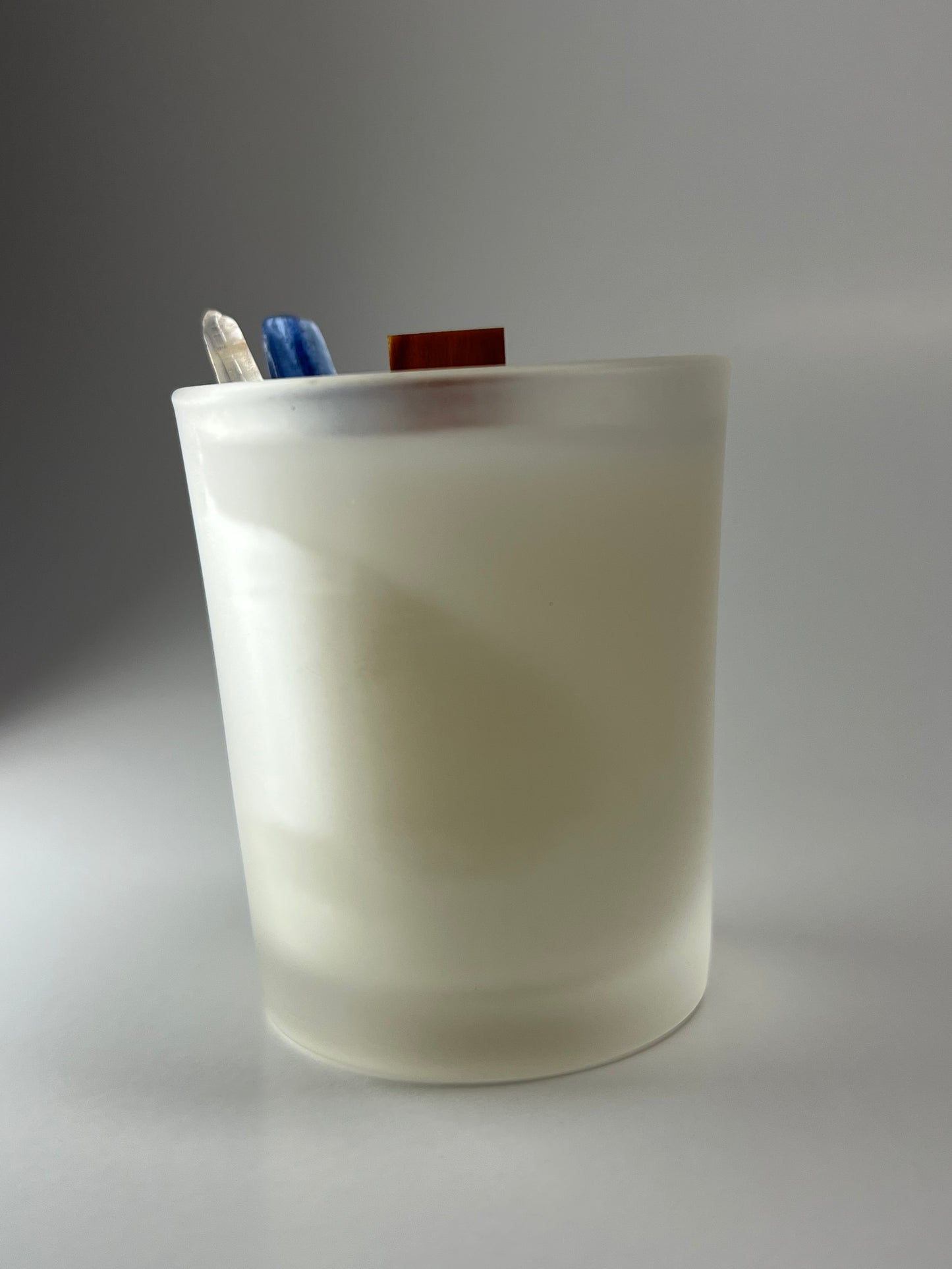 Glass Luxe | 3 oz - Scent No. 4 | Nutmeg Noir | Frosted | Clear Quartz + Lapis Lazuli