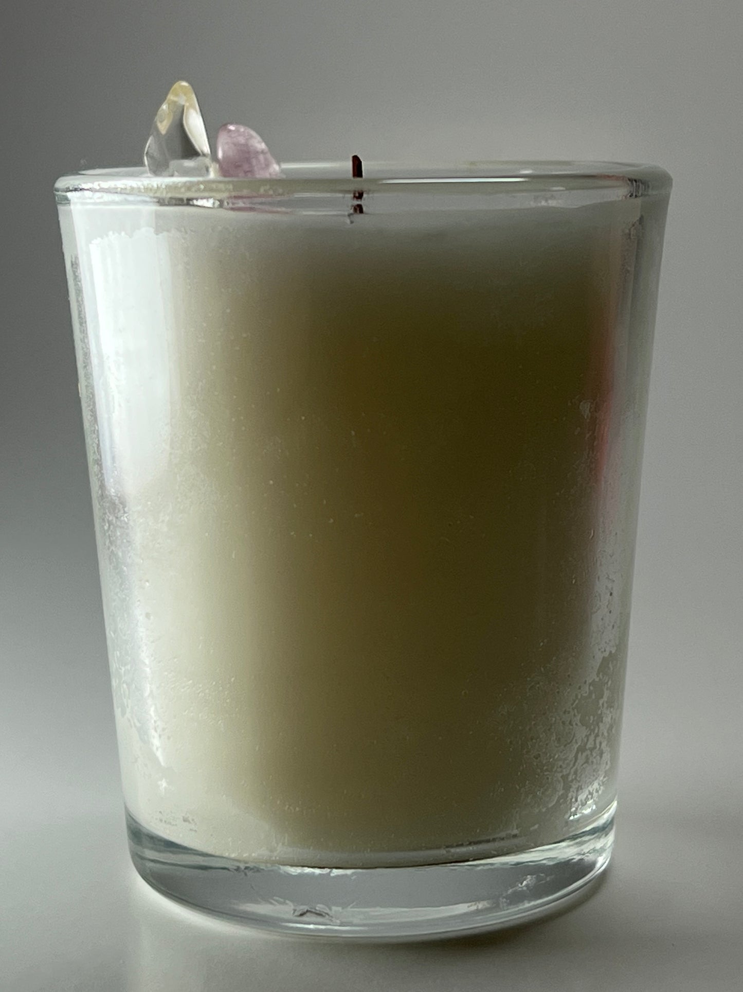 Glass Luxe | 3 oz - Scent No. 4 | Nutmeg Noir | Clear | Clear Quartz + Rose Quartz