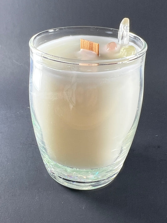 Atelier Vessel III | No. 17— Lavender & Vanilla Harmony| Clear Quartz + Green Aventurine + Citrine + Rose Quartz + | 8 oz