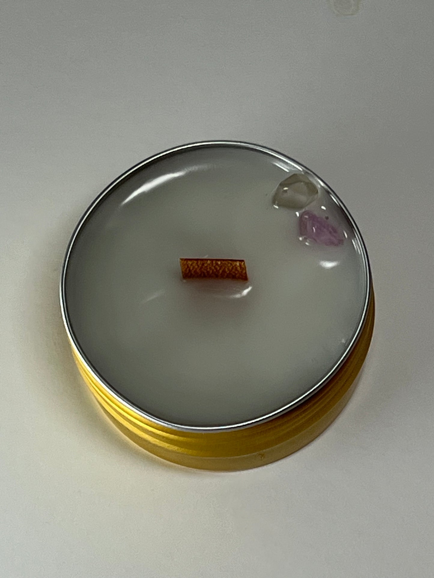 Mini Luxe Tin | 1 oz - Scent No. 4 | Nutmeg Noir | Gold | Clear Quartz + Rose Quartz