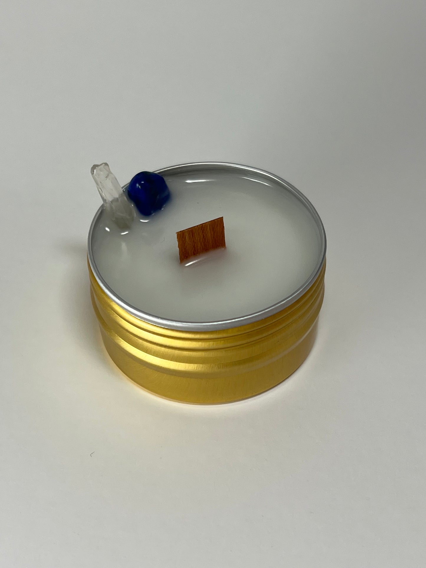Mini Luxe Tin | 1 oz - Scent No. 4 | Nutmeg Noir | Gold | Clear Quartz + Lapis Lazuli