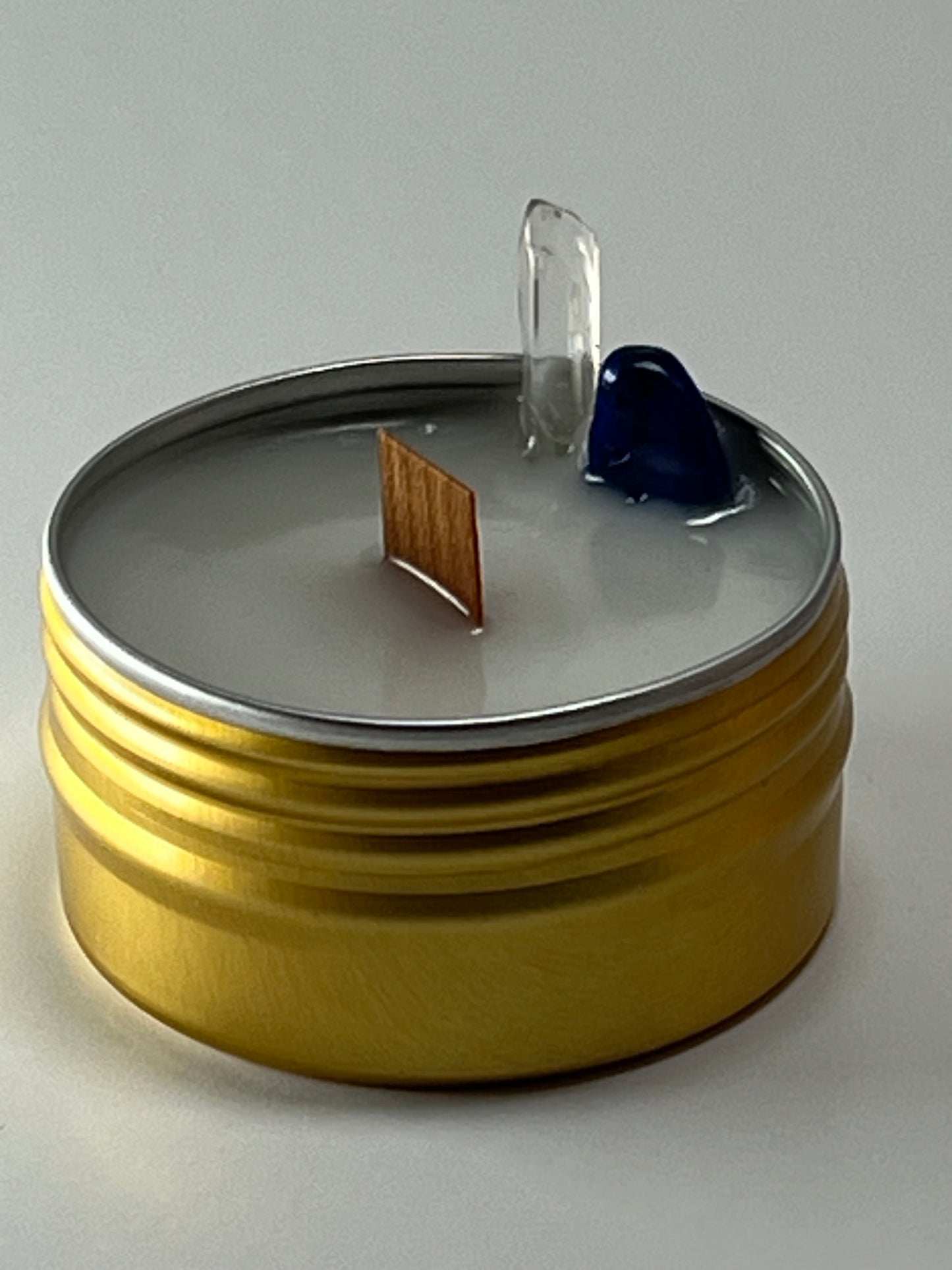 Mini Luxe Tin | 1 oz - Scent No. 4 | Nutmeg Noir | Gold | Clear Quartz + Lapis Lazuli