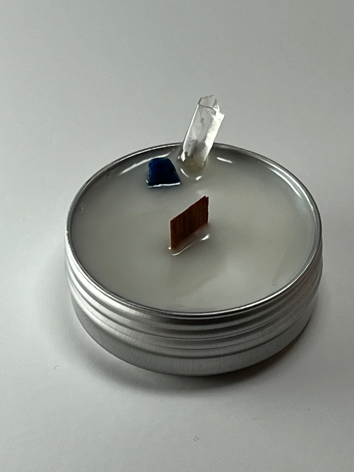 Mini Luxe Tin | 1 oz - Scent No. 4 | Nutmeg Noir | Silver | Clear Quartz + Lapis Lazuli