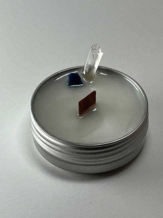 Mini Luxe Tin | 1 oz - Scent No. 4 | Nutmeg Noir | Silver | Clear Quartz + Lapis Lazuli