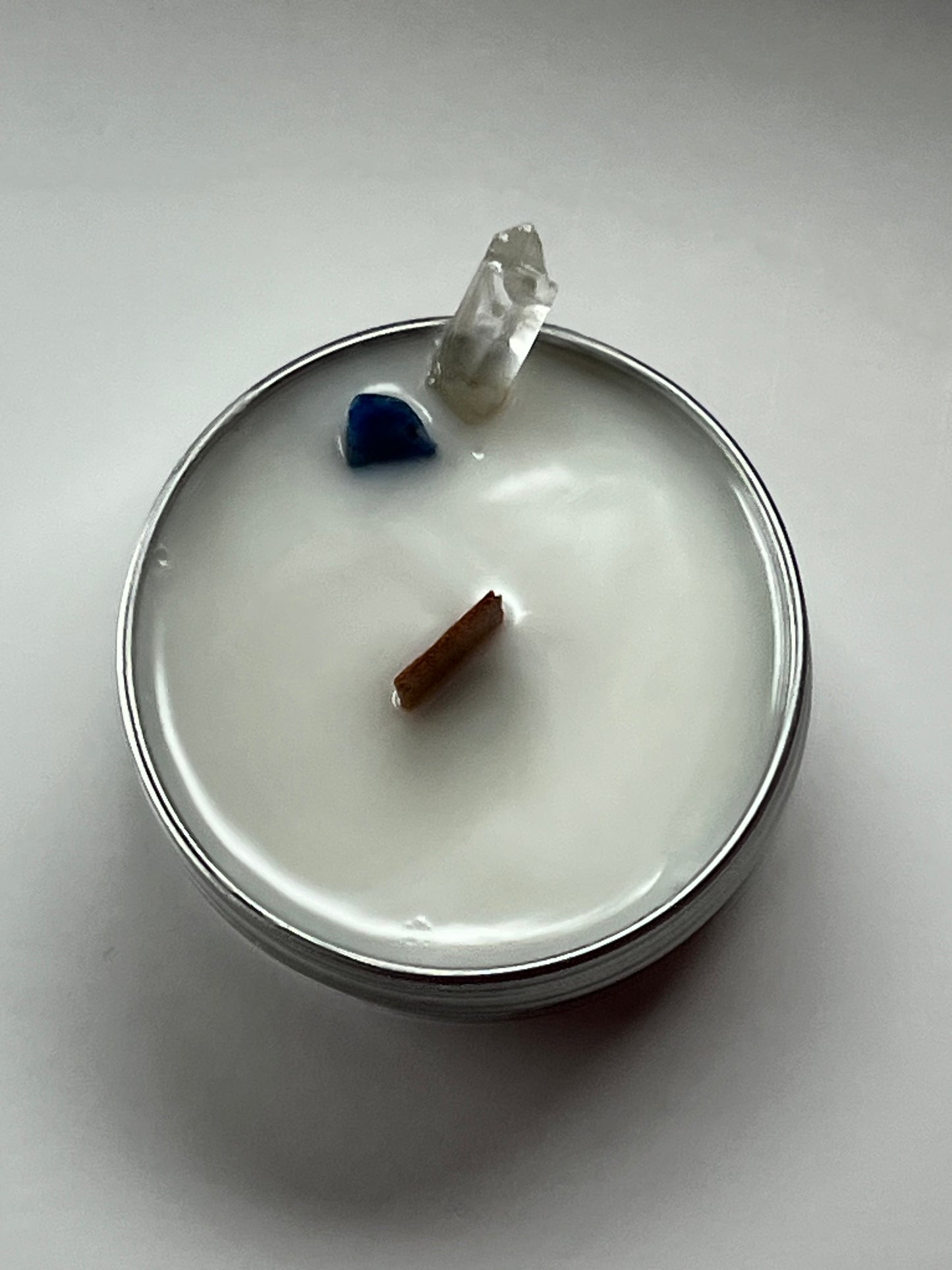 Mini Luxe Tin | 1 oz - Scent No. 4 | Nutmeg Noir | Silver | Clear Quartz + Lapis Lazuli