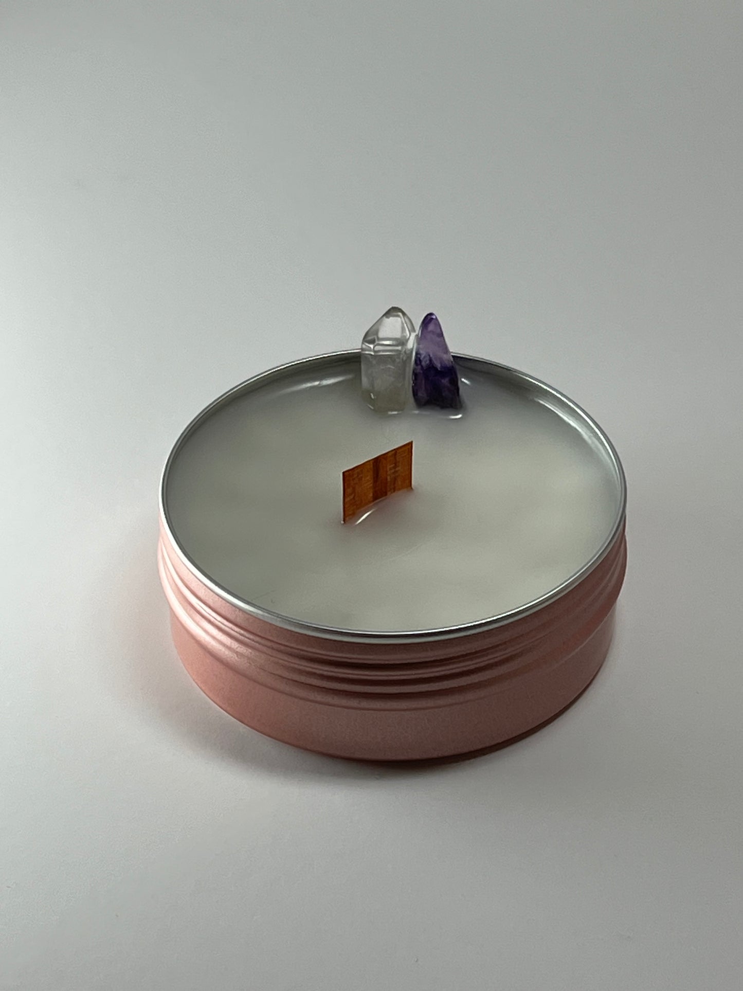 Classic Luxe Tin | 2 oz - Scent No. 4 | Nutmeg Noir | Pink | Clear Quartz + Amethyst
