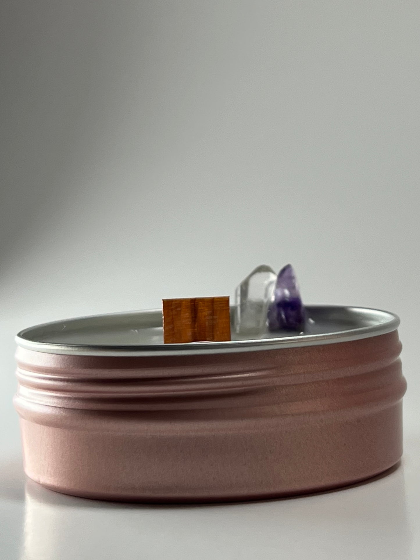 Classic Luxe Tin | 2 oz - Scent No. 4 | Nutmeg Noir | Pink | Clear Quartz + Amethyst