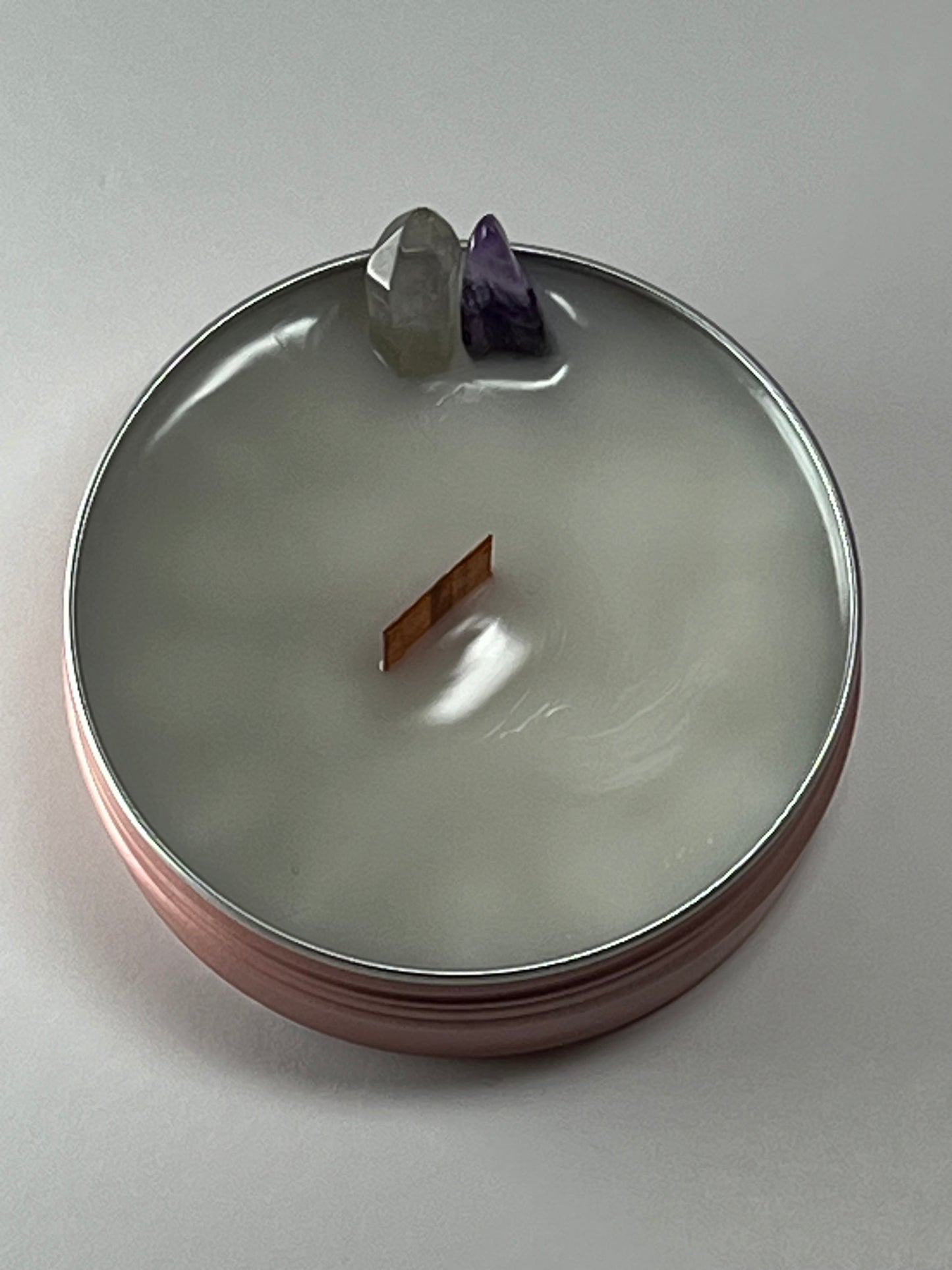 Classic Luxe Tin | 2 oz - Scent No. 4 | Nutmeg Noir | Pink | Clear Quartz + Amethyst