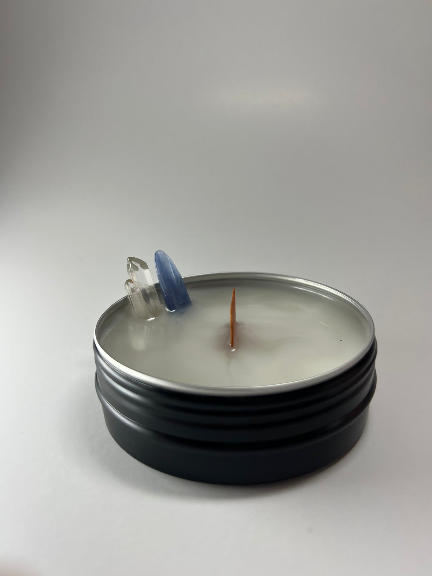 Classic Luxe Tin | 2 oz - Scent No. 4 | Nutmeg Noir | Black | Clear Quartz + Lapis Lazuli
