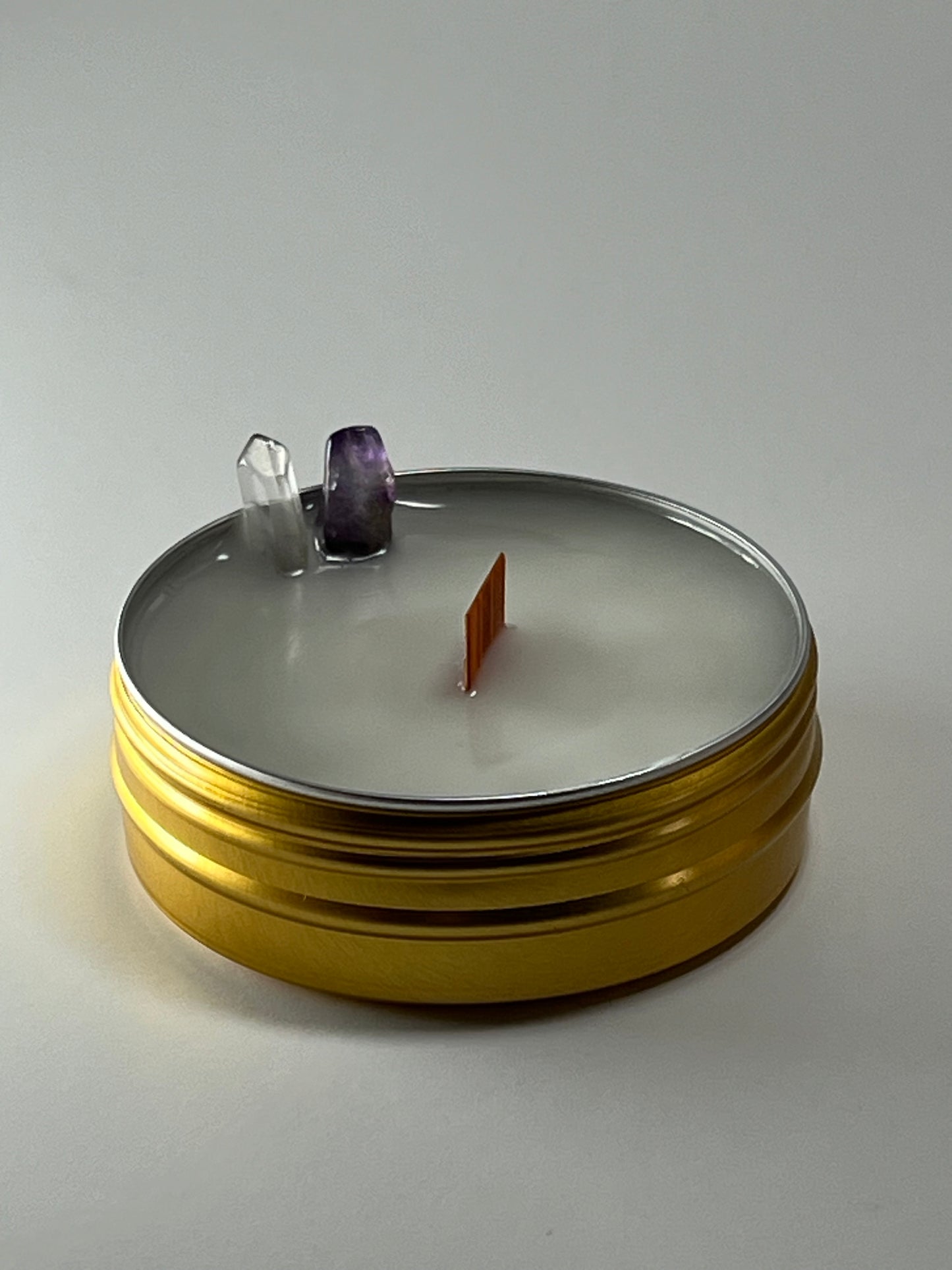 Classic Luxe Tin | 2 oz - Scent No. 4 | Nutmeg Noir | Gold | Clear Quartz + Amethyst