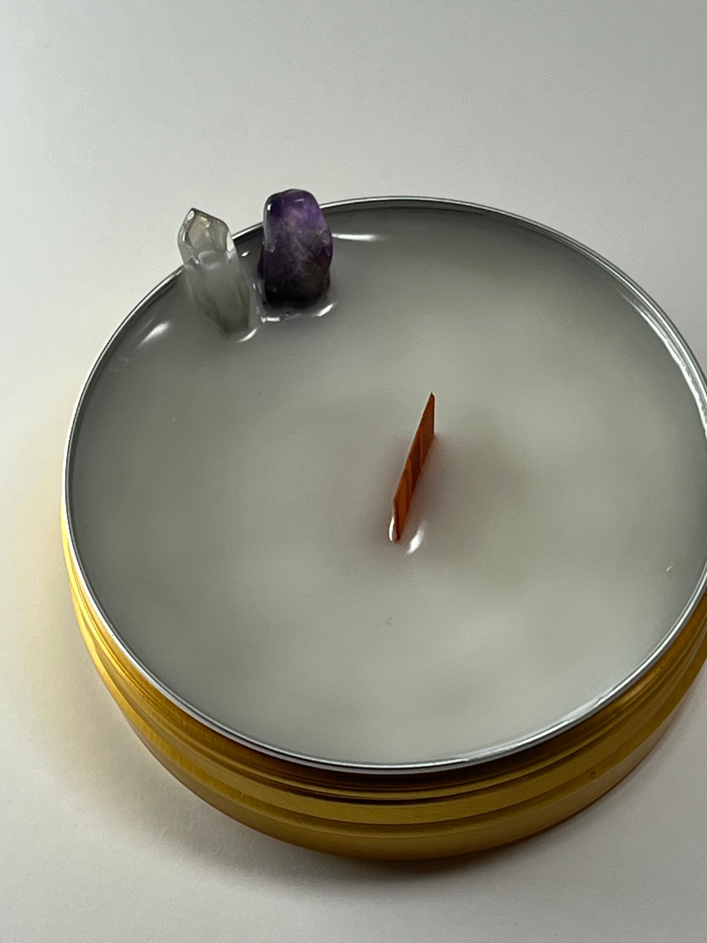 Classic Luxe Tin | 2 oz - Scent No. 4 | Nutmeg Noir | Gold | Clear Quartz + Amethyst