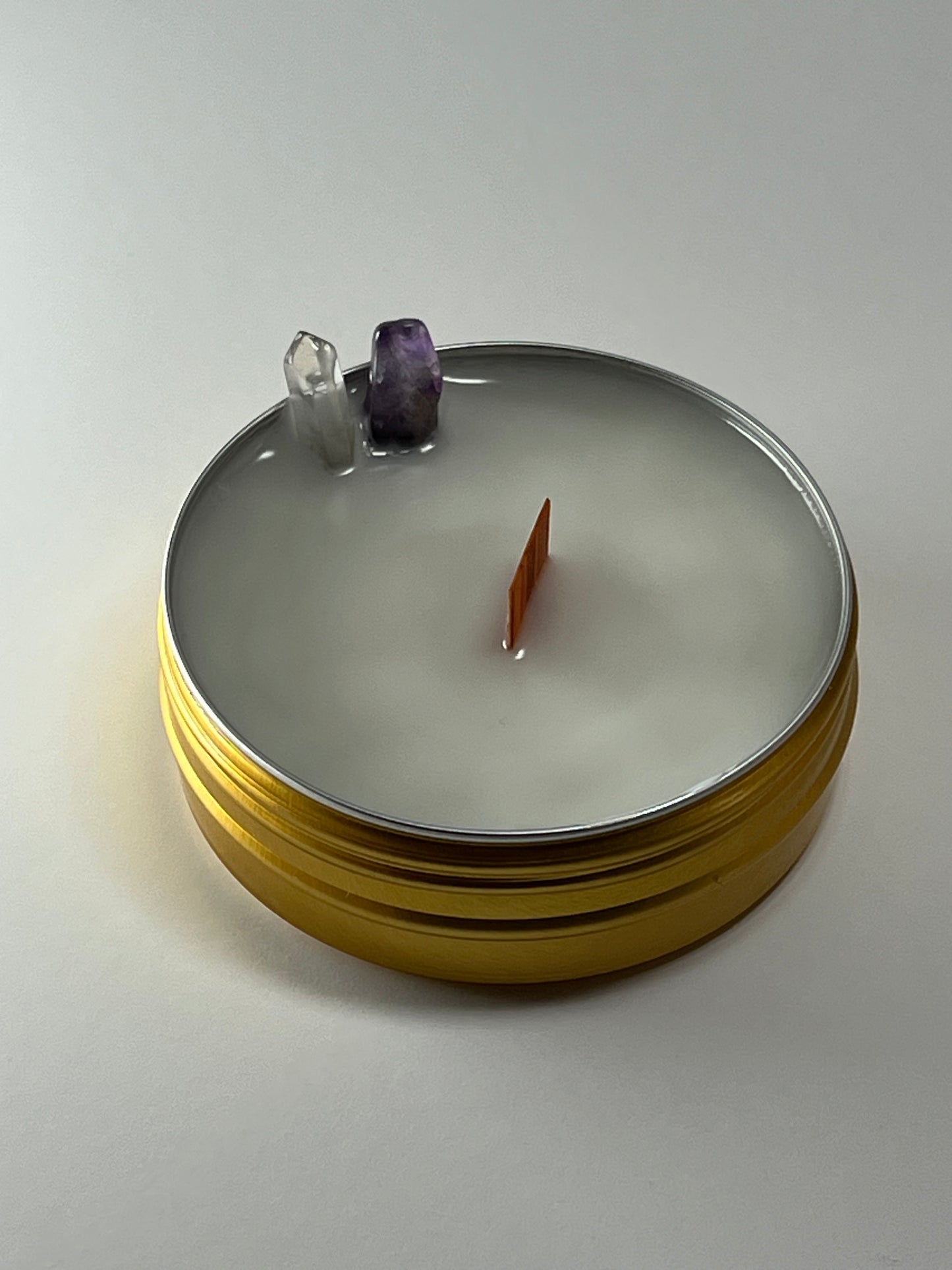Classic Luxe Tin | 2 oz - Scent No. 4 | Nutmeg Noir | Gold | Clear Quartz + Amethyst