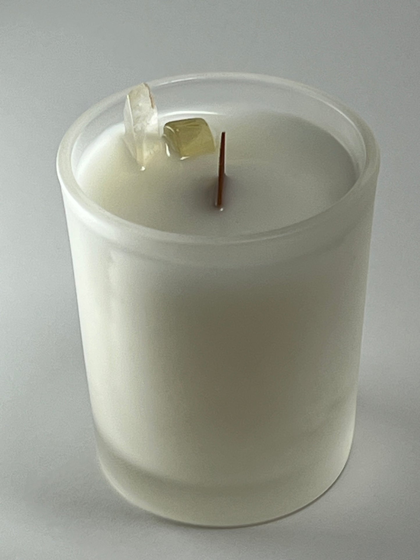 Glass Luxe | 3 oz - Scent No. 4 | Nutmeg Noir | Frosted | Clear Quartz + Citrine
