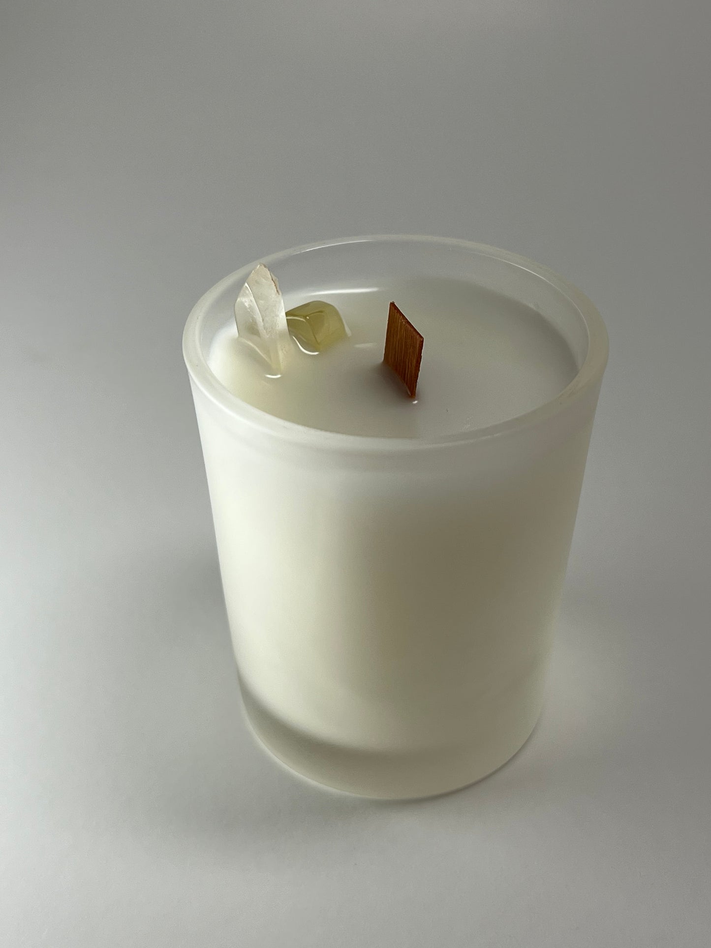 Glass Luxe | 3 oz - Scent No. 4 | Nutmeg Noir | Frosted | Clear Quartz + Citrine