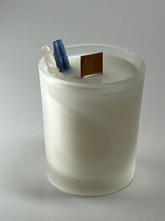 Glass Luxe | 3 oz - Scent No. 4 | Nutmeg Noir | Frosted | Clear Quartz + Lapis Lazuli
