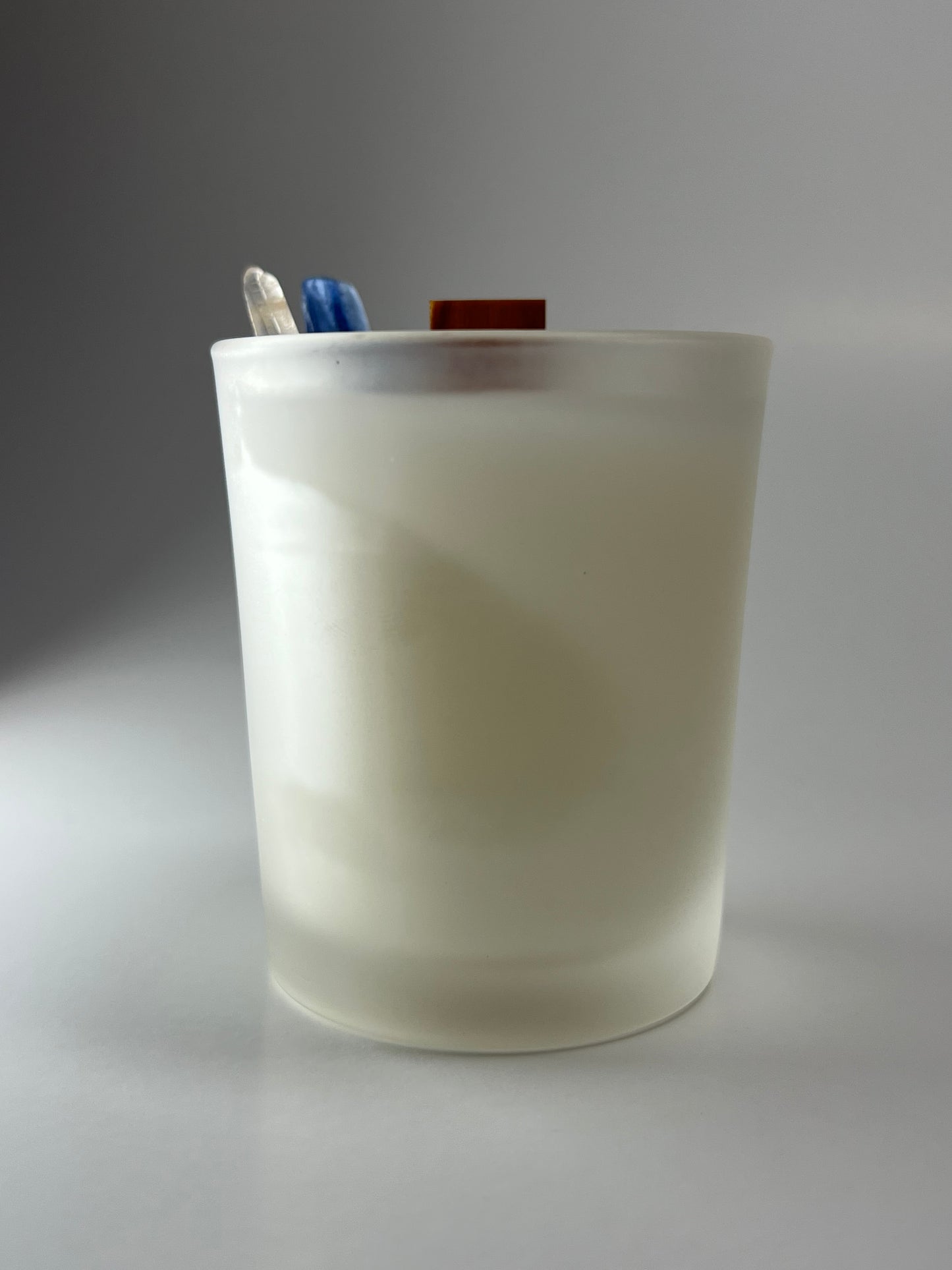 Glass Luxe | 3 oz - Scent No. 4 | Nutmeg Noir | Frosted | Clear Quartz + Lapis Lazuli