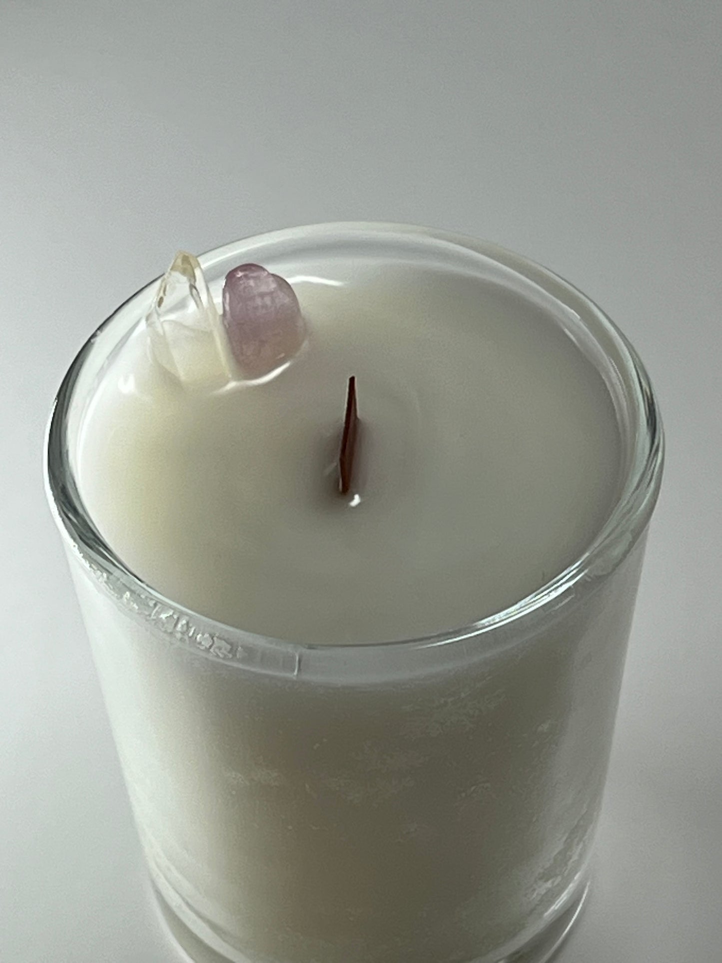 Glass Luxe | 3 oz - Scent No. 4 | Nutmeg Noir | Clear | Clear Quartz + Rose Quartz