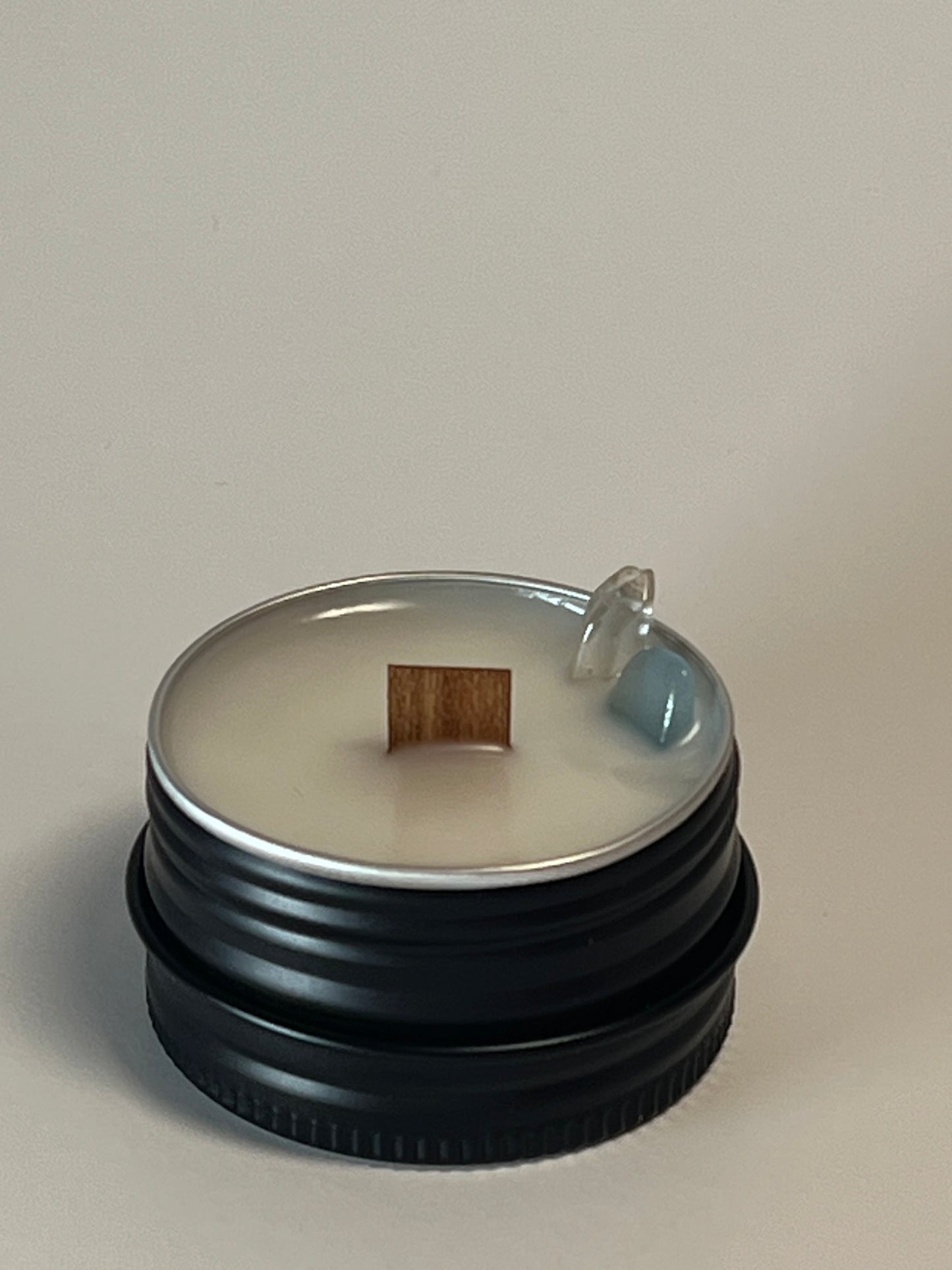 Mini Luxe Tin | 1 oz - Scent No. 12 | Madeline | Black | Clear Quartz + Blue Lace Agate